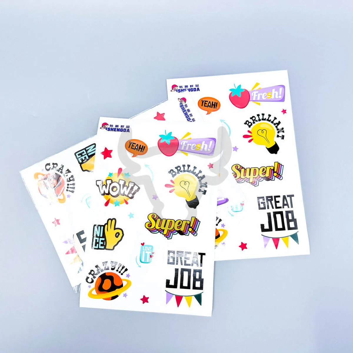 Sticker sheet with individual kiss-cut shapes.