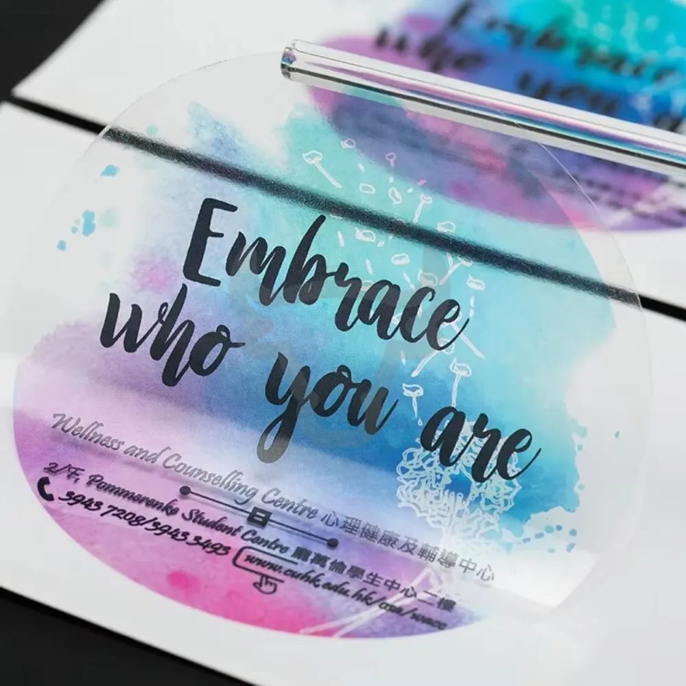 Clear film sticker printed with a watercolor artwork.